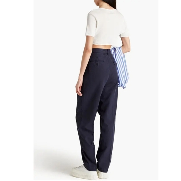 NEW Alex Mill Black Keaton Tapered Cotton Lyocell Pants Trousers Size 10 Pleated - Picture 4 of 12